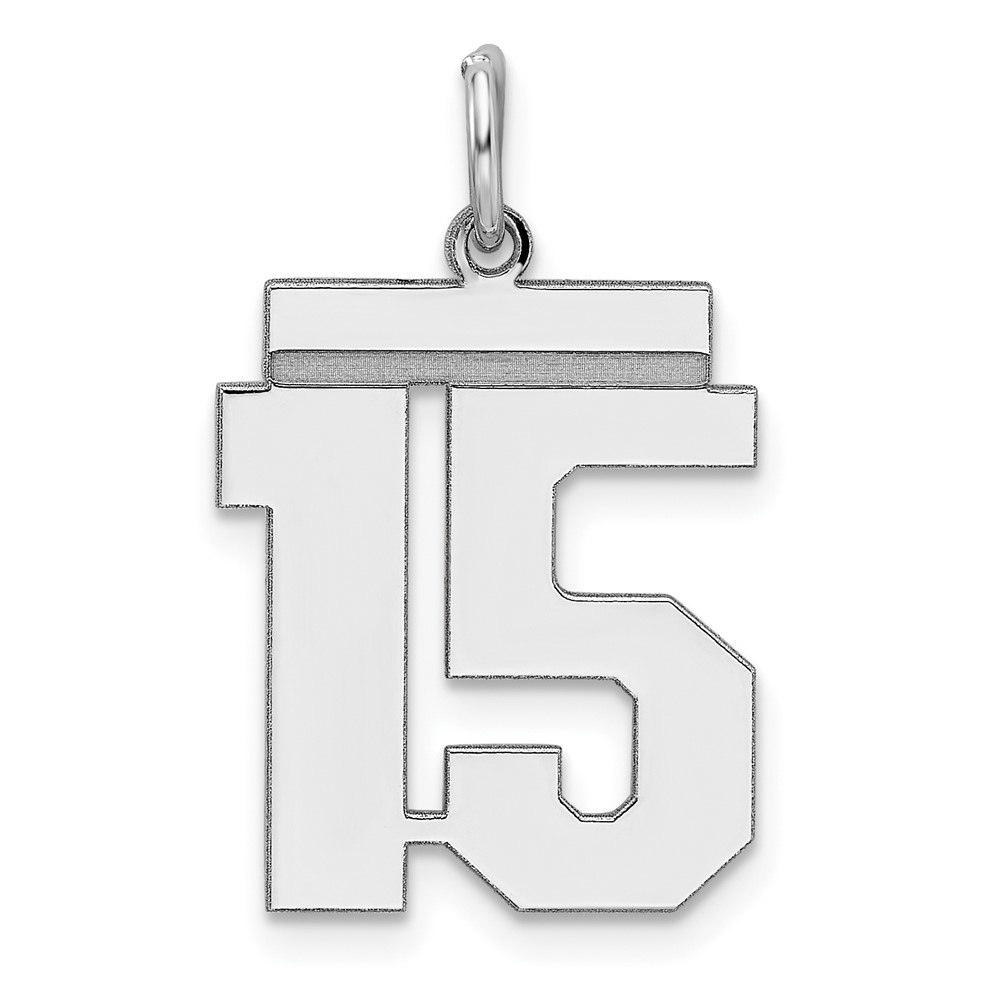 Sterling Silver, Athletic Collection Medium Polished Number 15 Pendant