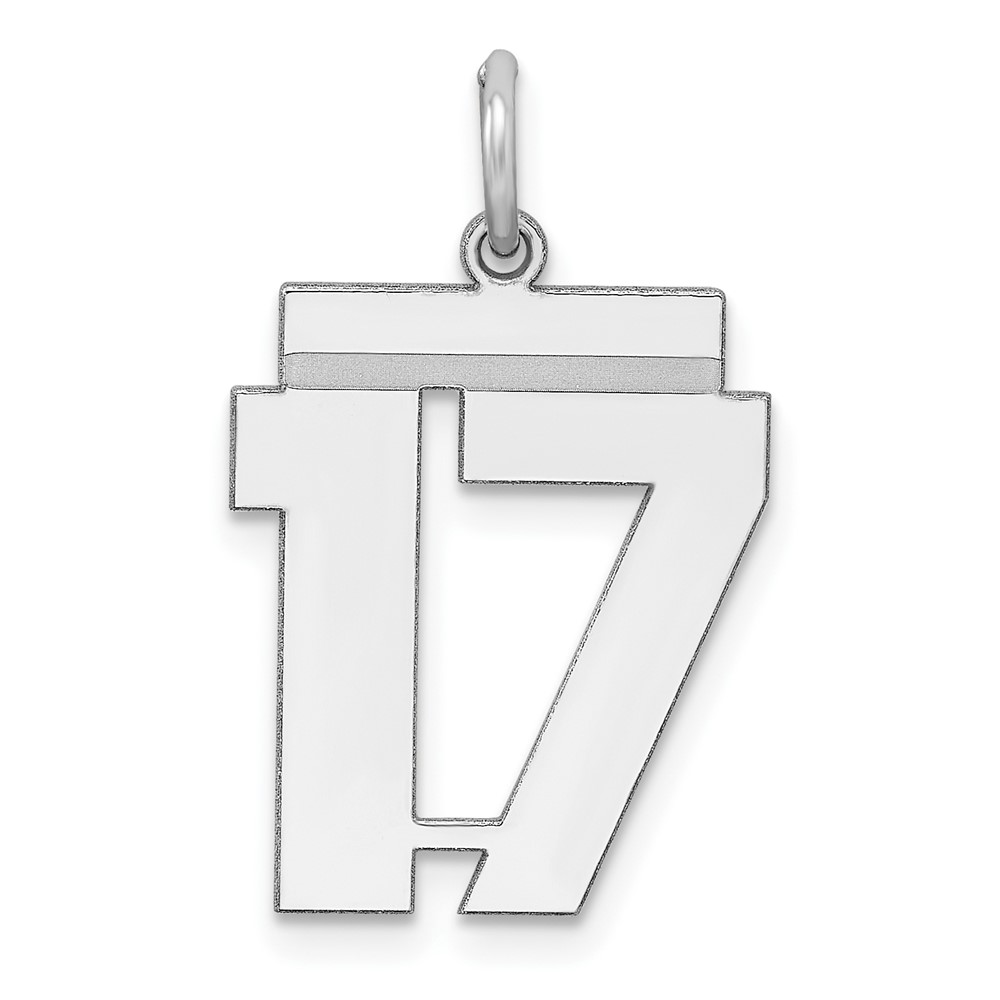 Sterling Silver, Athletic Collection Polished Number 17 Pendant