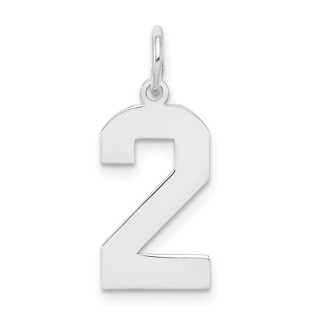 Sterling Silver, Athletic Collection Polished Number 2 Pendant