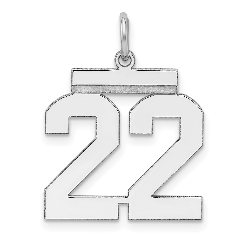 Sterling Silver, Athletic Collection Medium Polished Number 22 Pendant