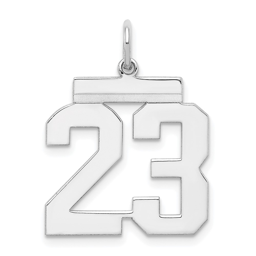 Sterling Silver, Athletic Collection Medium Polished Number 23 Pendant