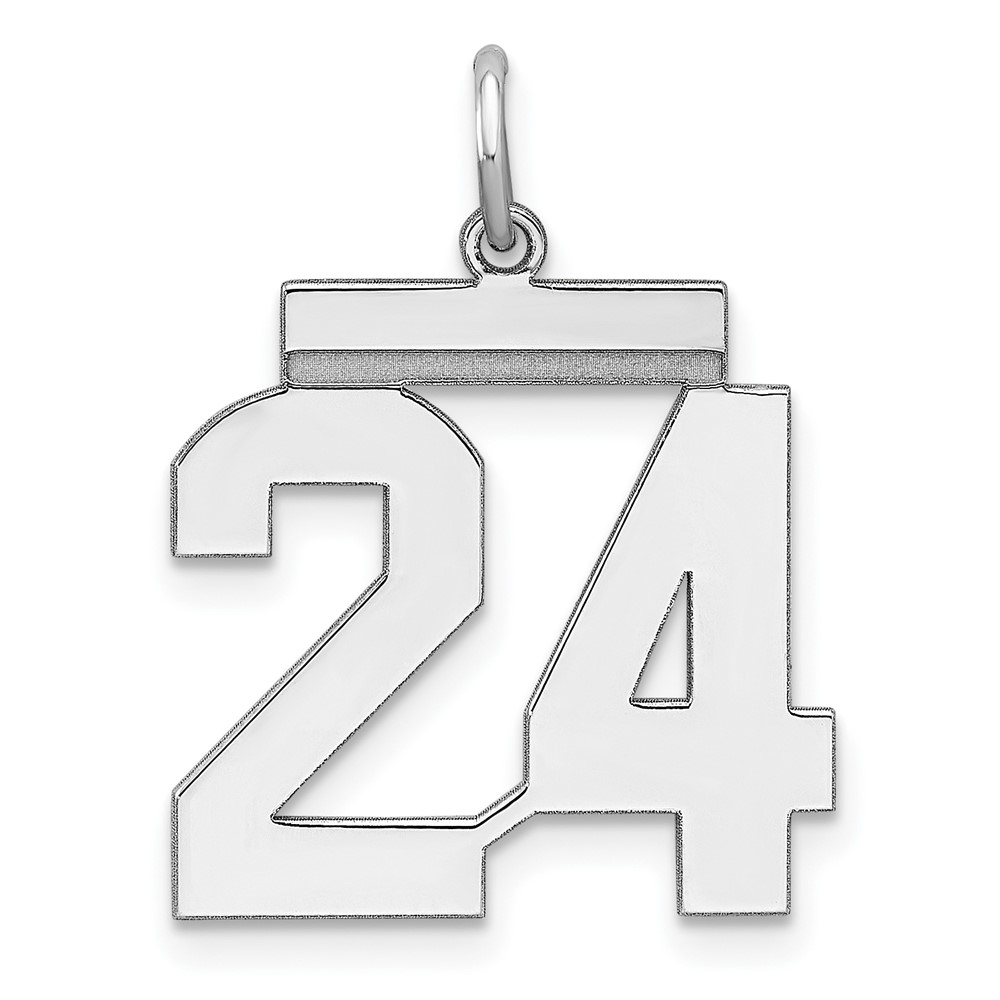 Sterling Silver, Athletic Collection Polished Number 24 Pendant