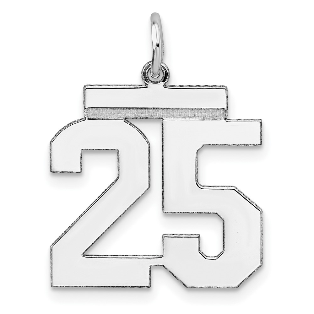 Sterling Silver, Athletic Collection Medium Polished Number 25 Pendant