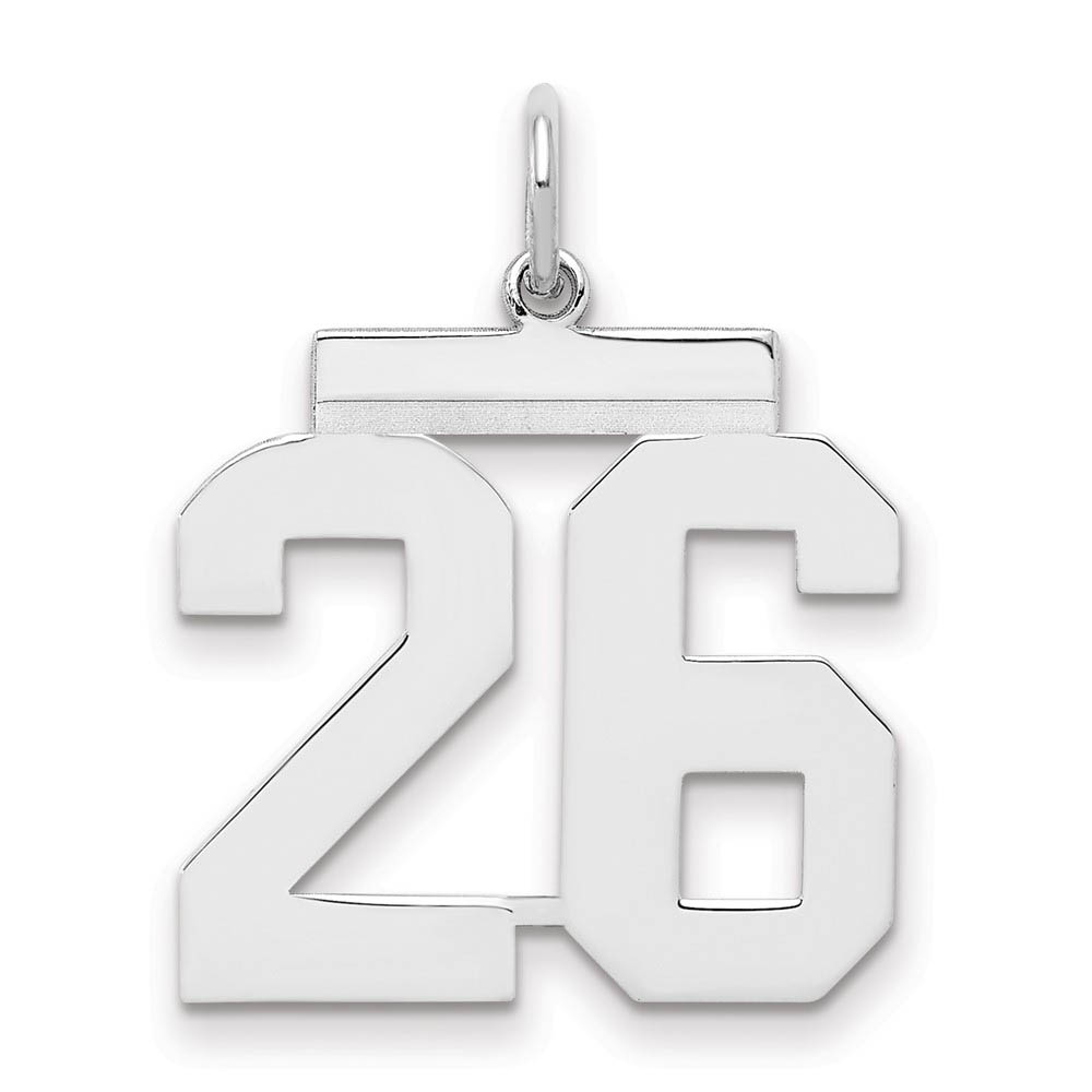 Sterling Silver, Athletic Collection Medium Polished Number 26 Pendant