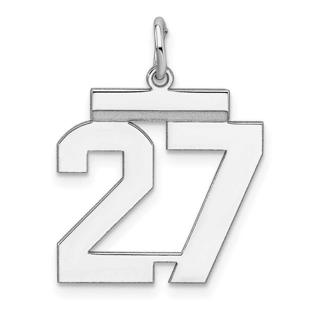 Sterling Silver, Athletic Collection Medium Polished Number 27 Pendant