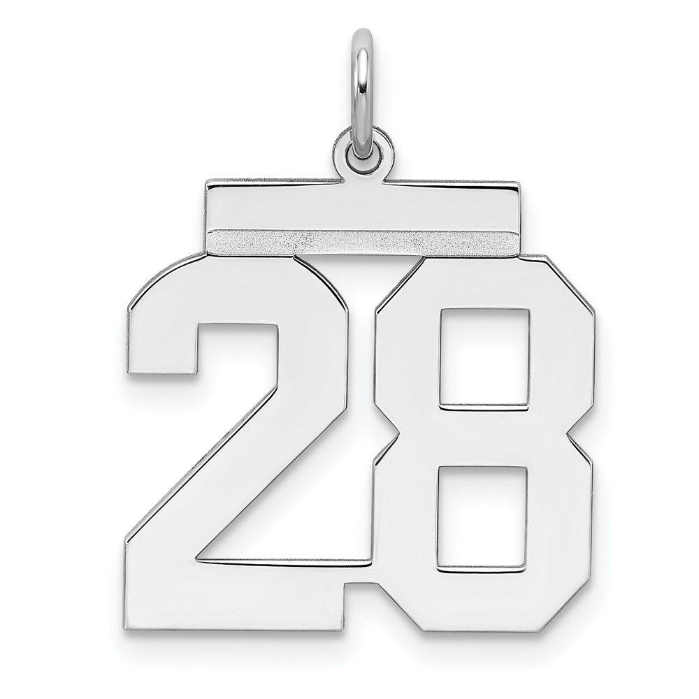 Sterling Silver, Athletic Collection Medium Polished Number 28 Pendant