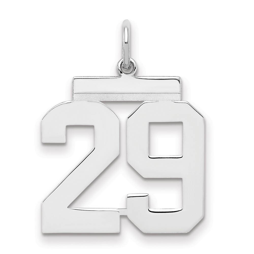 Sterling Silver, Athletic Collection Medium Polished Number 29 Pendant