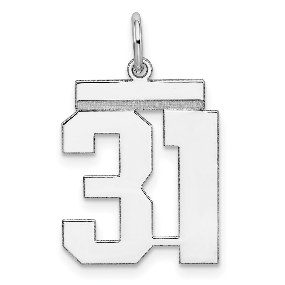 Sterling Silver, Athletic Collection Medium Polished Number 31 Pendant