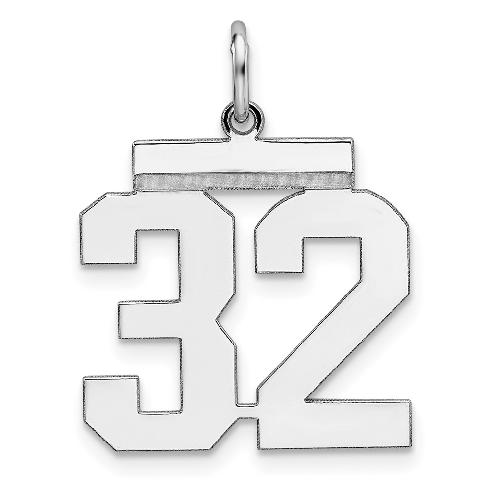 Sterling Silver, Athletic Collection Medium Polished Number 32 Pendant