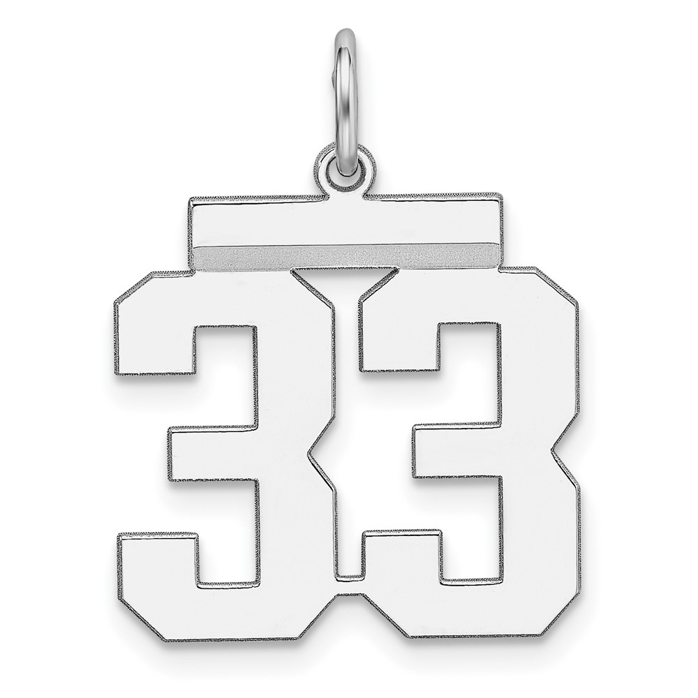 Sterling Silver, Athletic Collection Medium Polished Number 33 Pendant