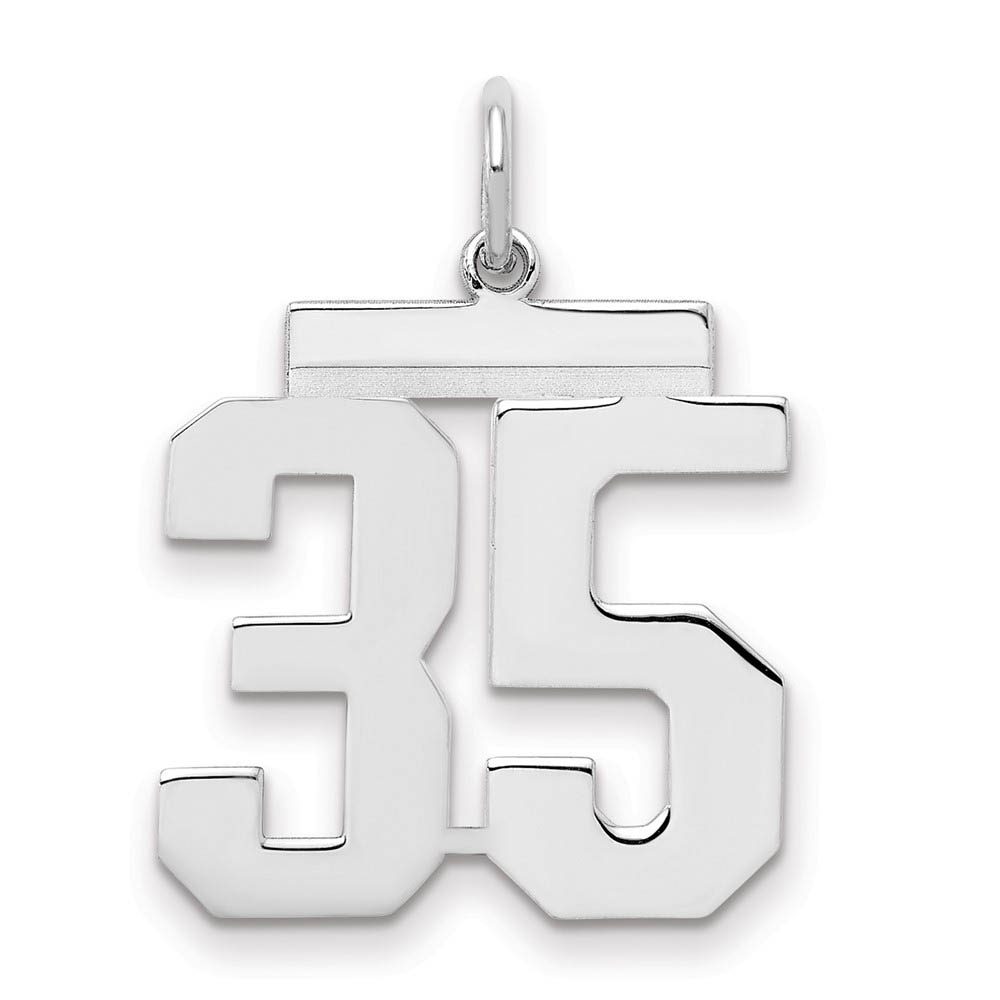 Sterling Silver, Athletic Collection Medium Polished Number 35 Pendant