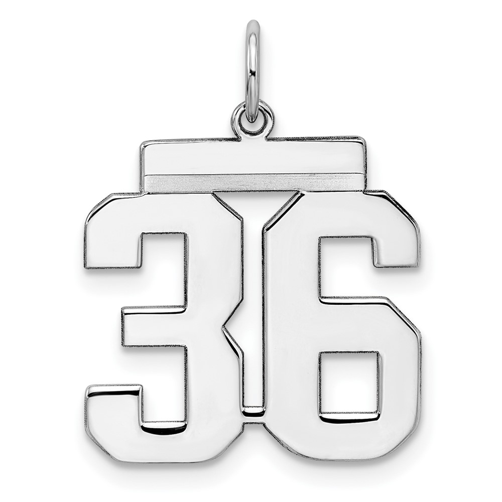 Sterling Silver, Athletic Collection Medium Polished Number 36 Pendant