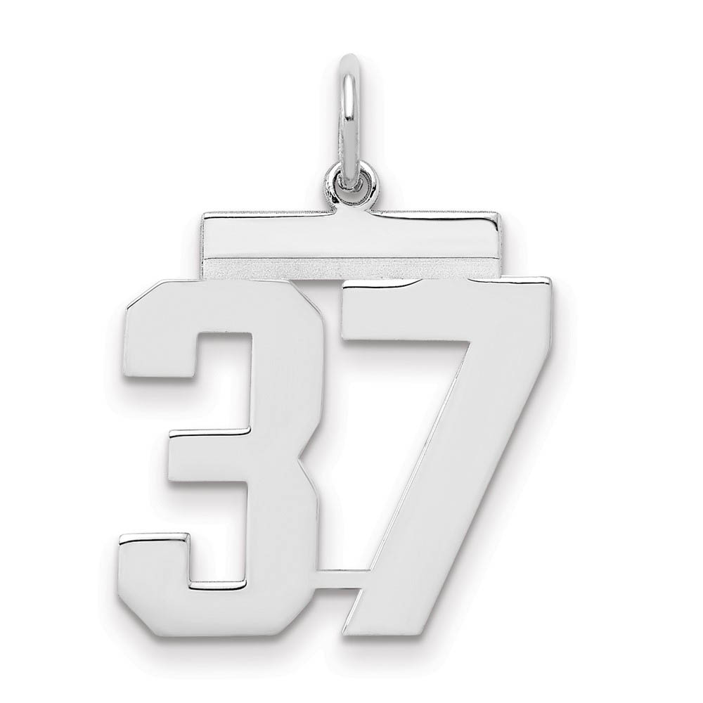 Sterling Silver, Athletic Collection Medium Polished Number 37 Pendant