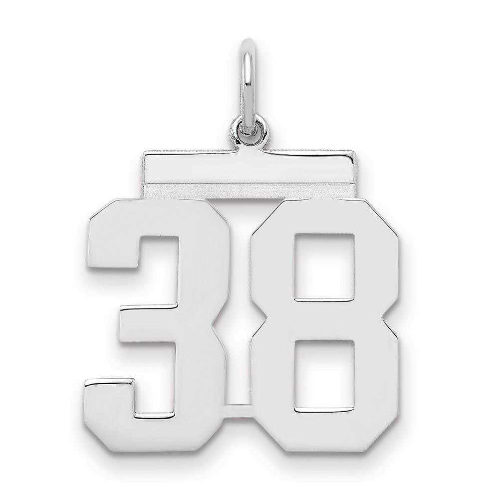 Sterling Silver, Athletic Collection Medium Polished Number 38 Pendant