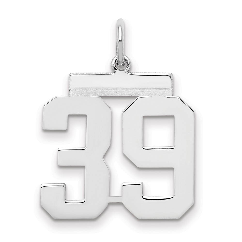 Sterling Silver, Athletic Collection Medium Polished Number 39 Pendant