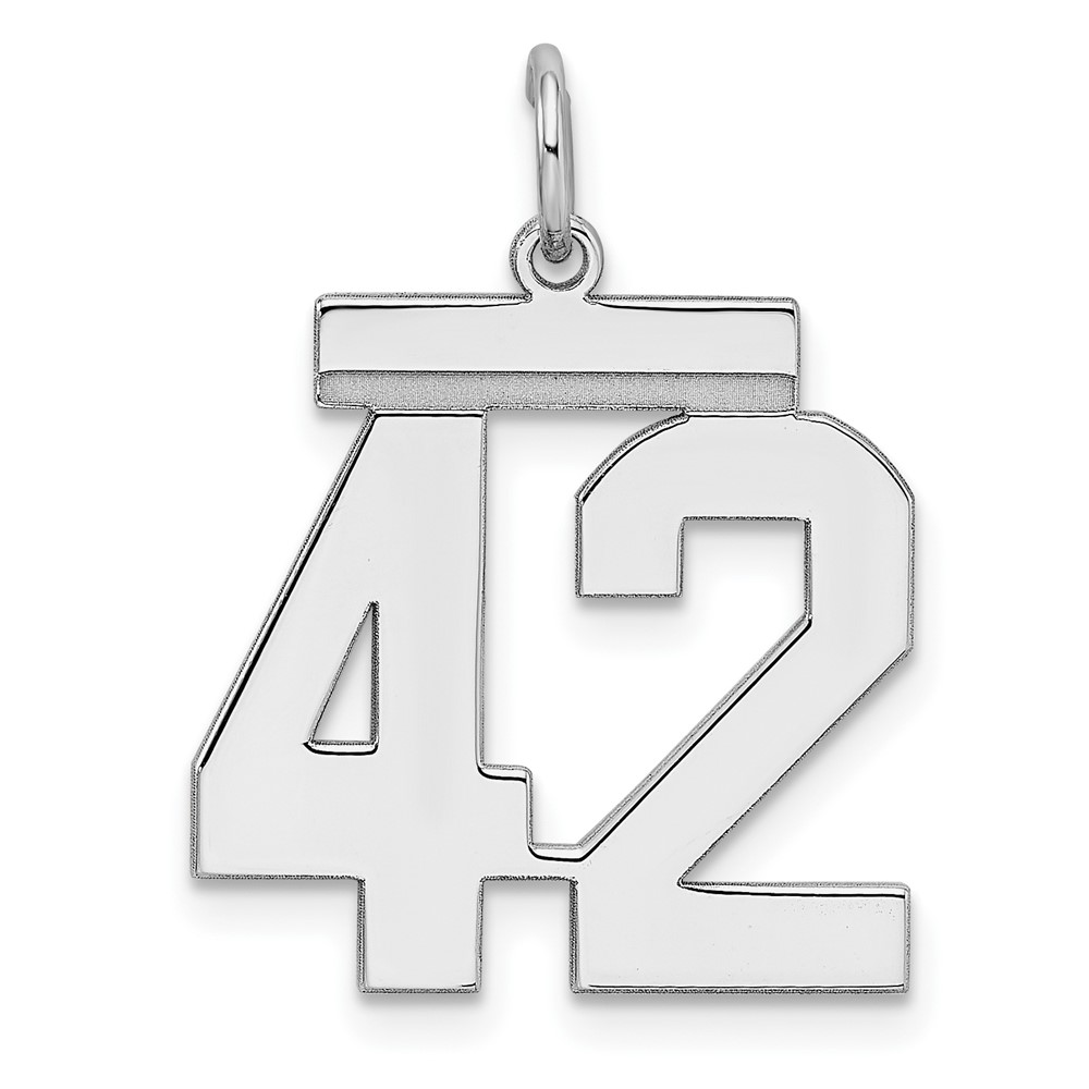 Sterling Silver, Athletic Collection Polished Number 42 Pendant