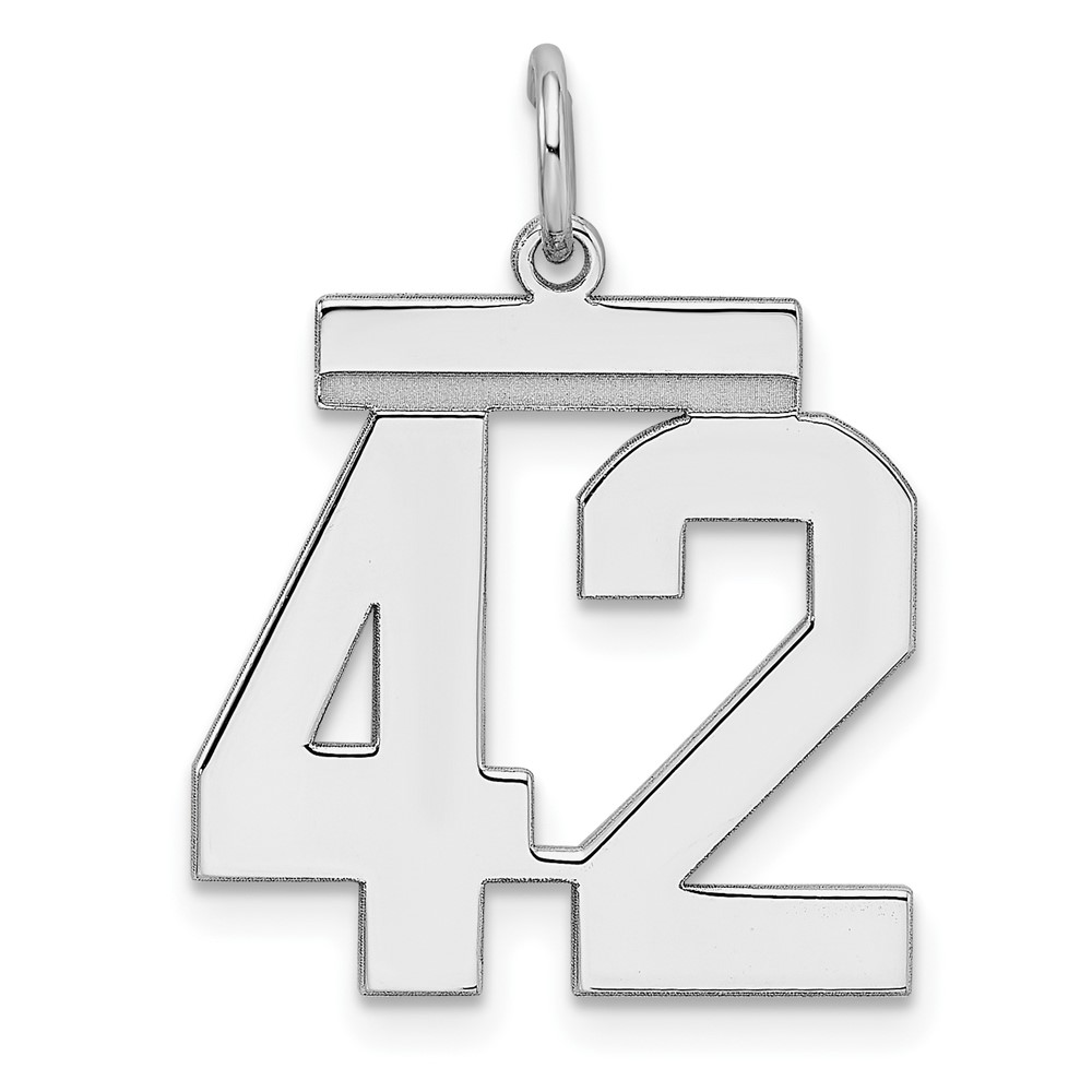 Sterling Silver, Athletic Collection Medium Polished Number 42 Pendant