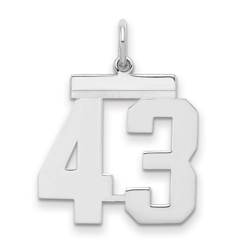 Sterling Silver, Athletic Collection Medium Polished Number 43 Pendant