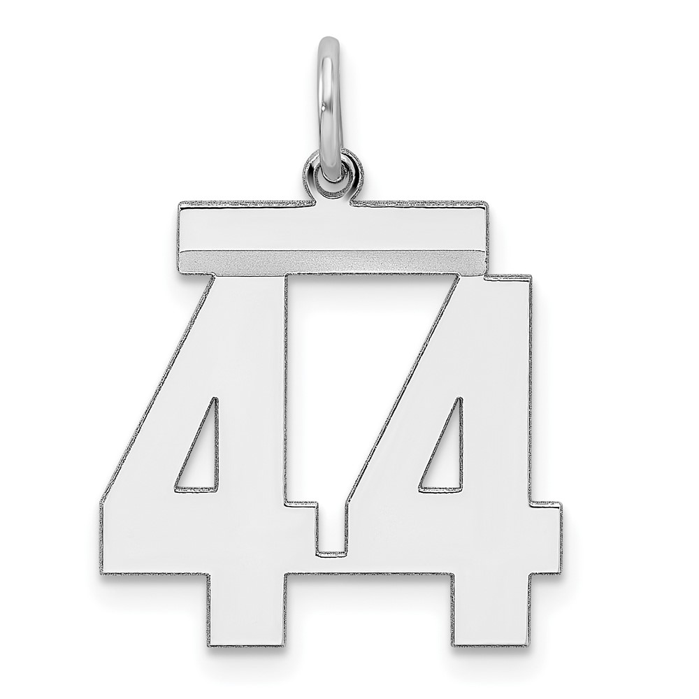 Sterling Silver, Athletic Collection Medium Polished Number 44 Pendant