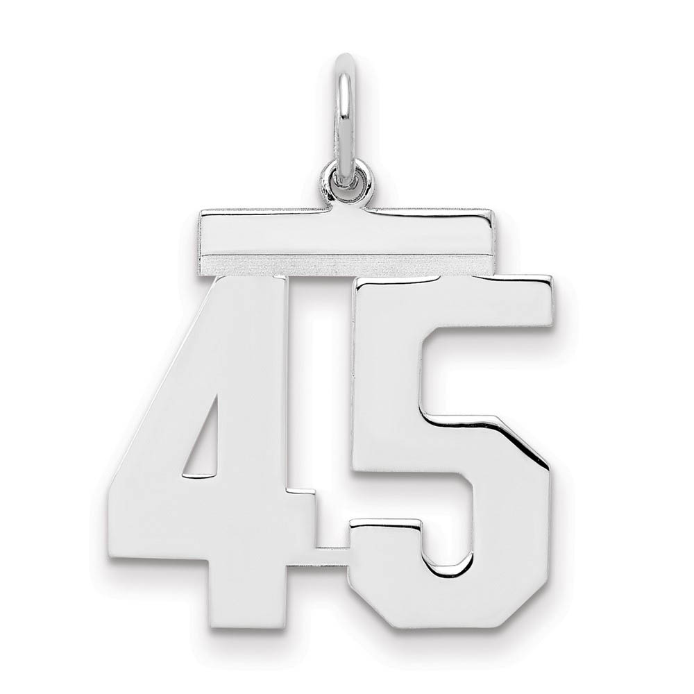 Sterling Silver, Athletic Collection Medium Polished Number 45 Pendant