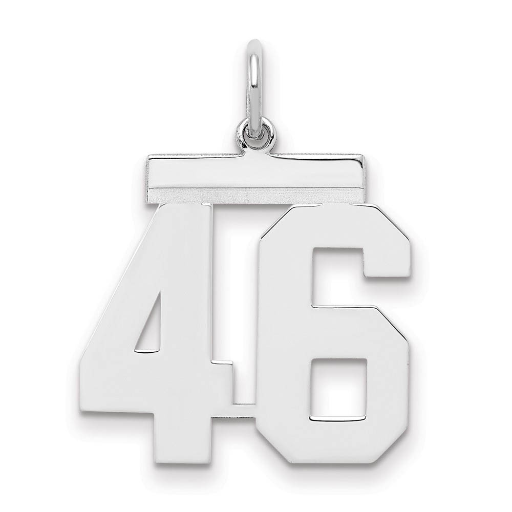 Sterling Silver, Athletic Collection Medium Polished Number 46 Pendant