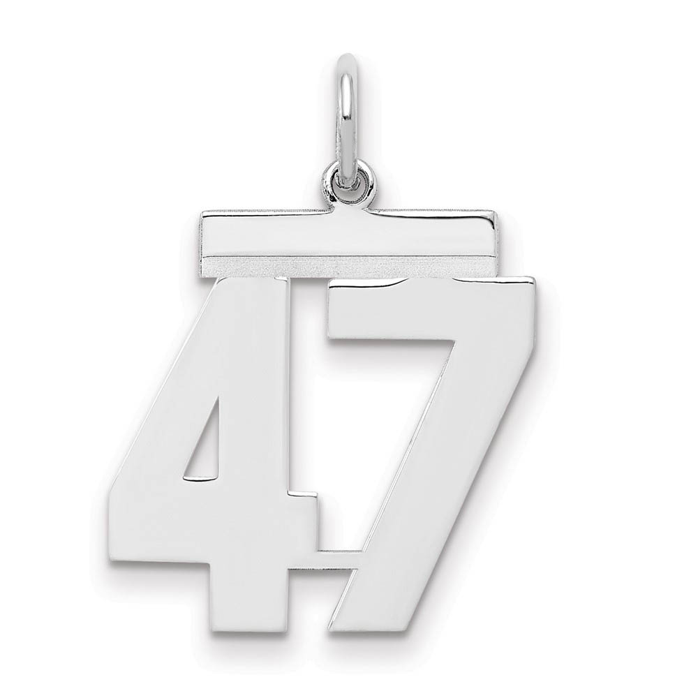 Sterling Silver, Athletic Collection Medium Polished Number 47 Pendant