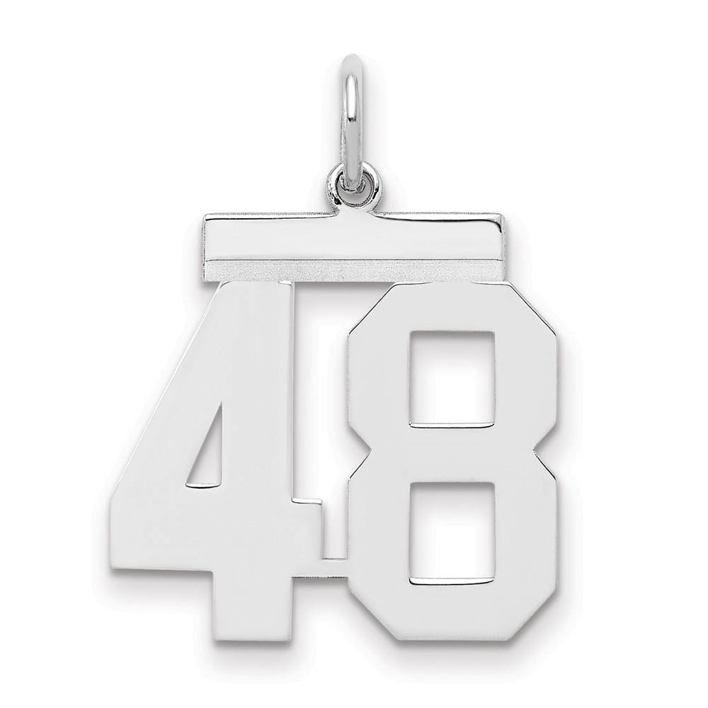 Sterling Silver, Athletic Collection Medium Polished Number 48 Pendant