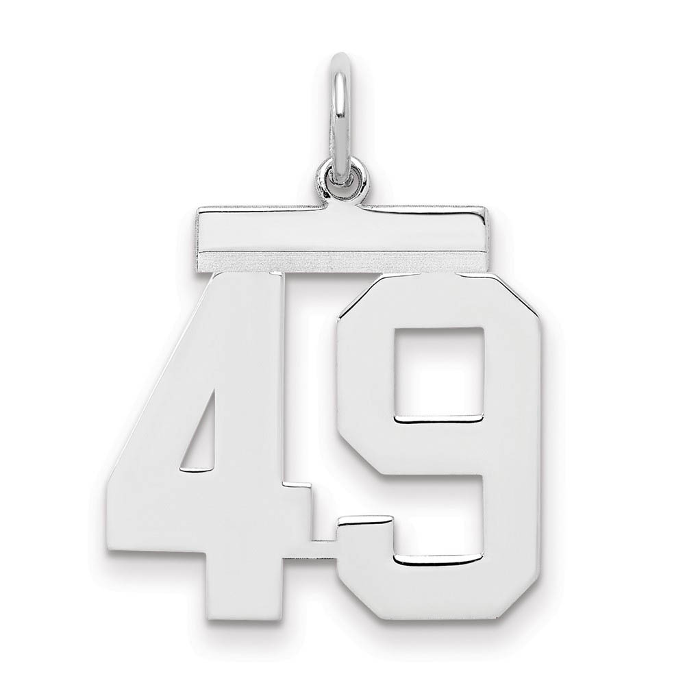 Sterling Silver, Athletic Collection Medium Polished Number 49 Pendant