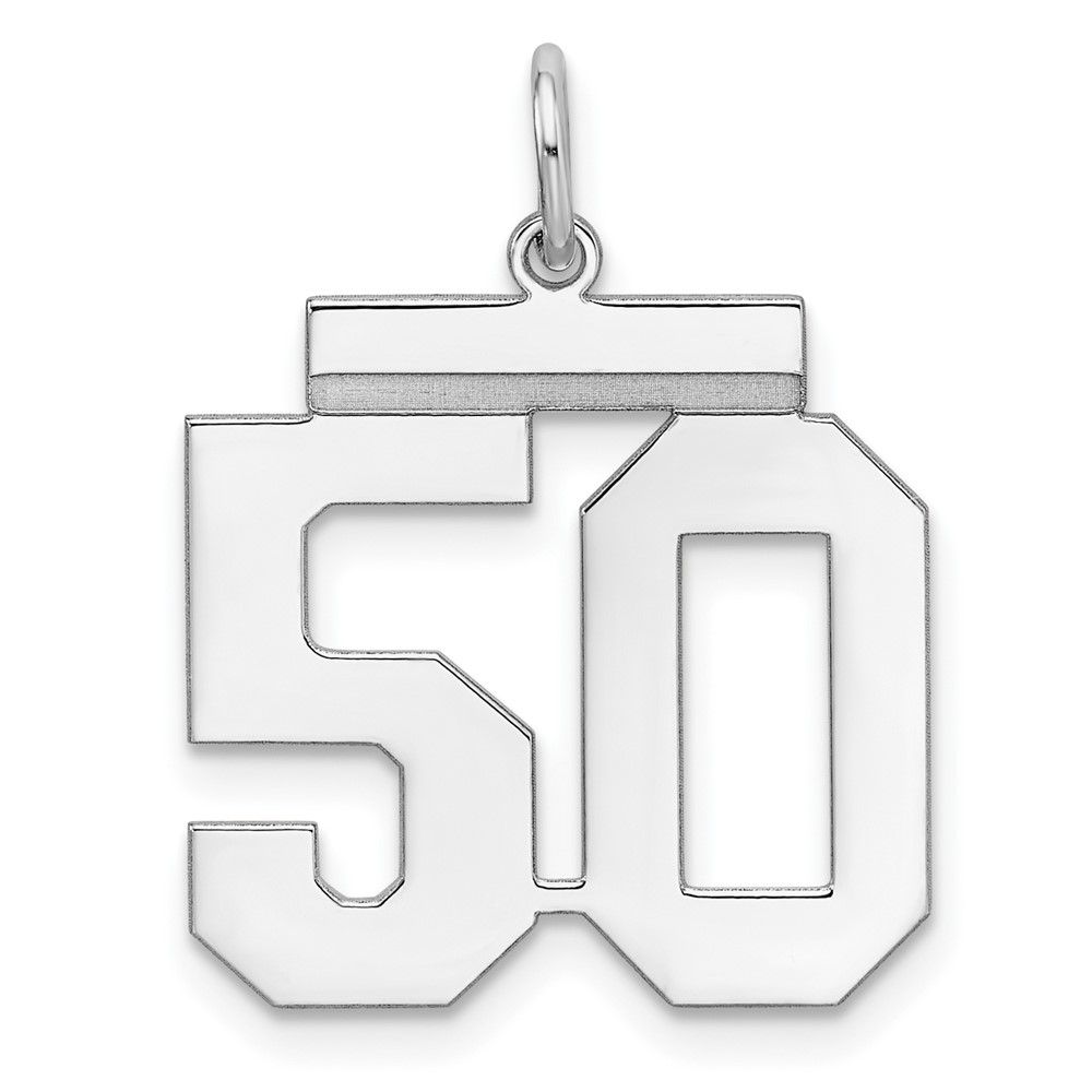 Sterling Silver, Athletic Collection Medium Polished Number 50 Pendant