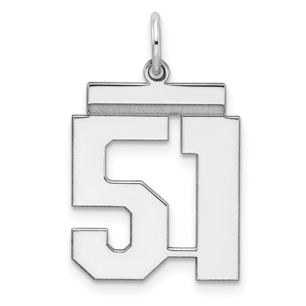 Sterling Silver, Athletic Collection Medium Polished Number 51 Pendant