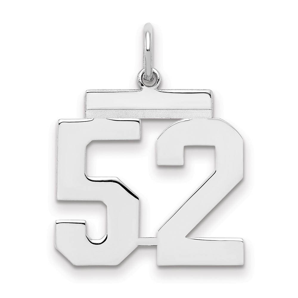 Sterling Silver, Athletic Collection Medium Polished Number 52 Pendant