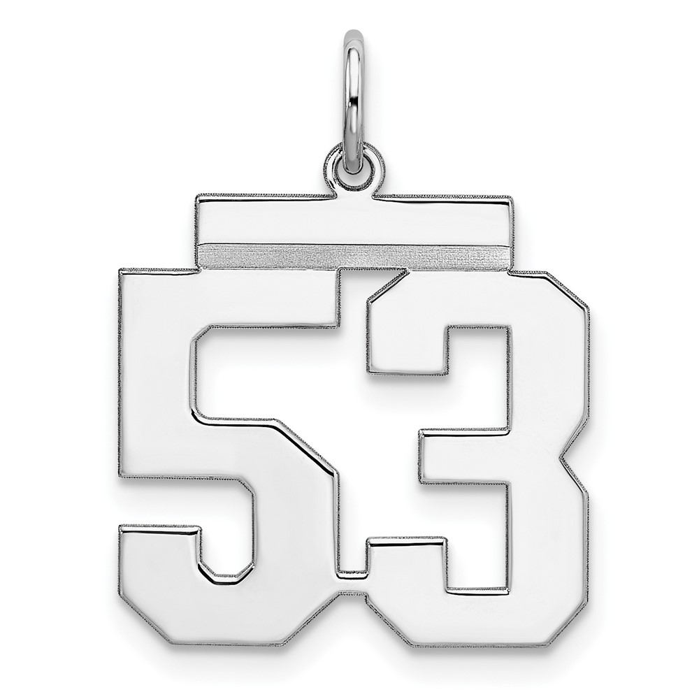 Sterling Silver, Athletic Collection Medium Polished Number 53 Pendant