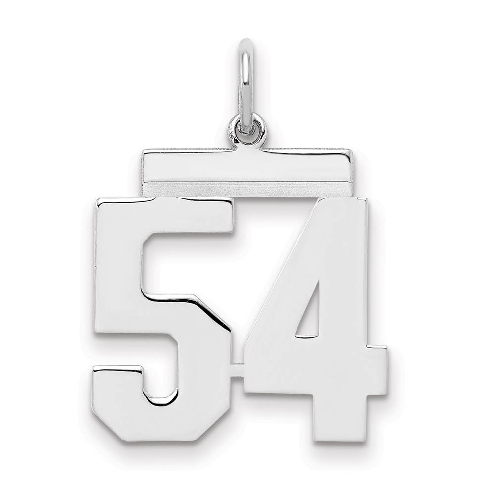 Sterling Silver, Athletic Collection Medium Polished Number 54 Pendant