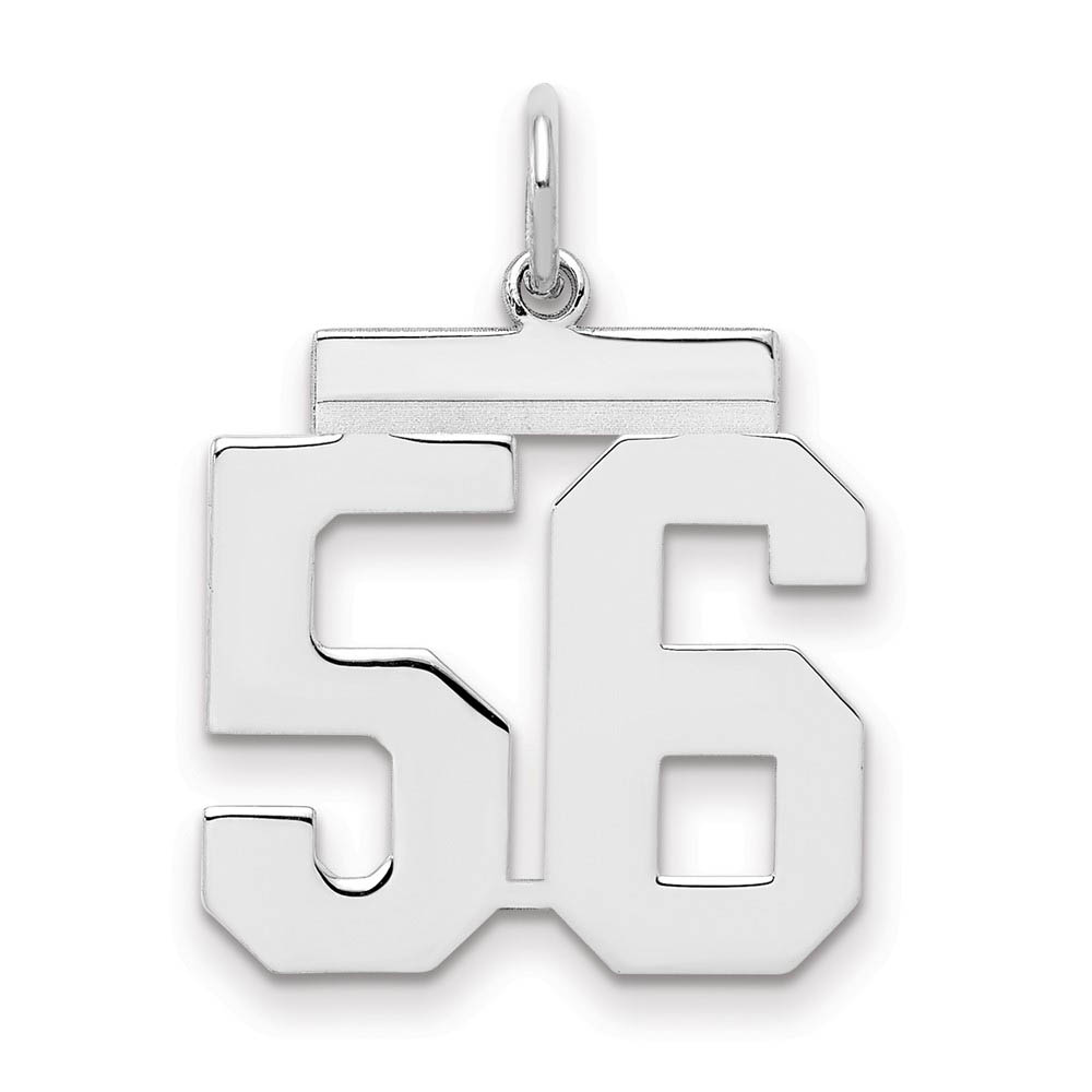 Sterling Silver, Athletic Collection Medium Polished Number 56 Pendant