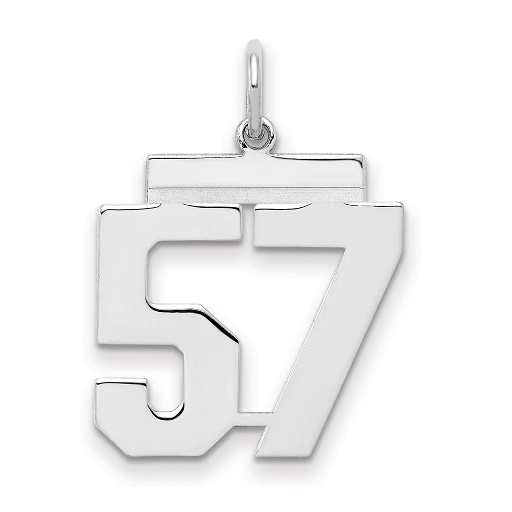 Sterling Silver, Athletic Collection Medium Polished Number 57 Pendant