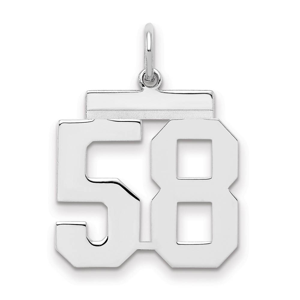 Sterling Silver, Athletic Collection Medium Polished Number 58 Pendant