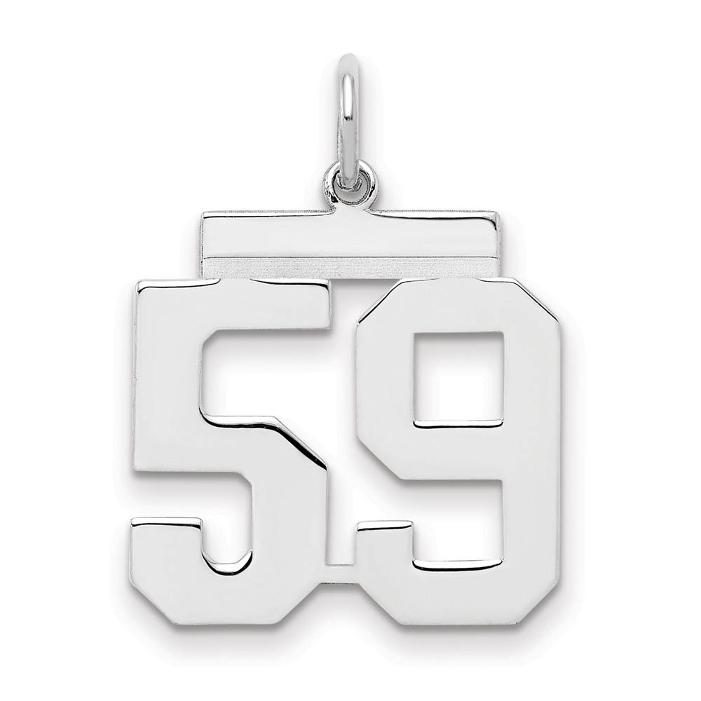 Sterling Silver, Athletic Collection Medium Polished Number 59 Pendant