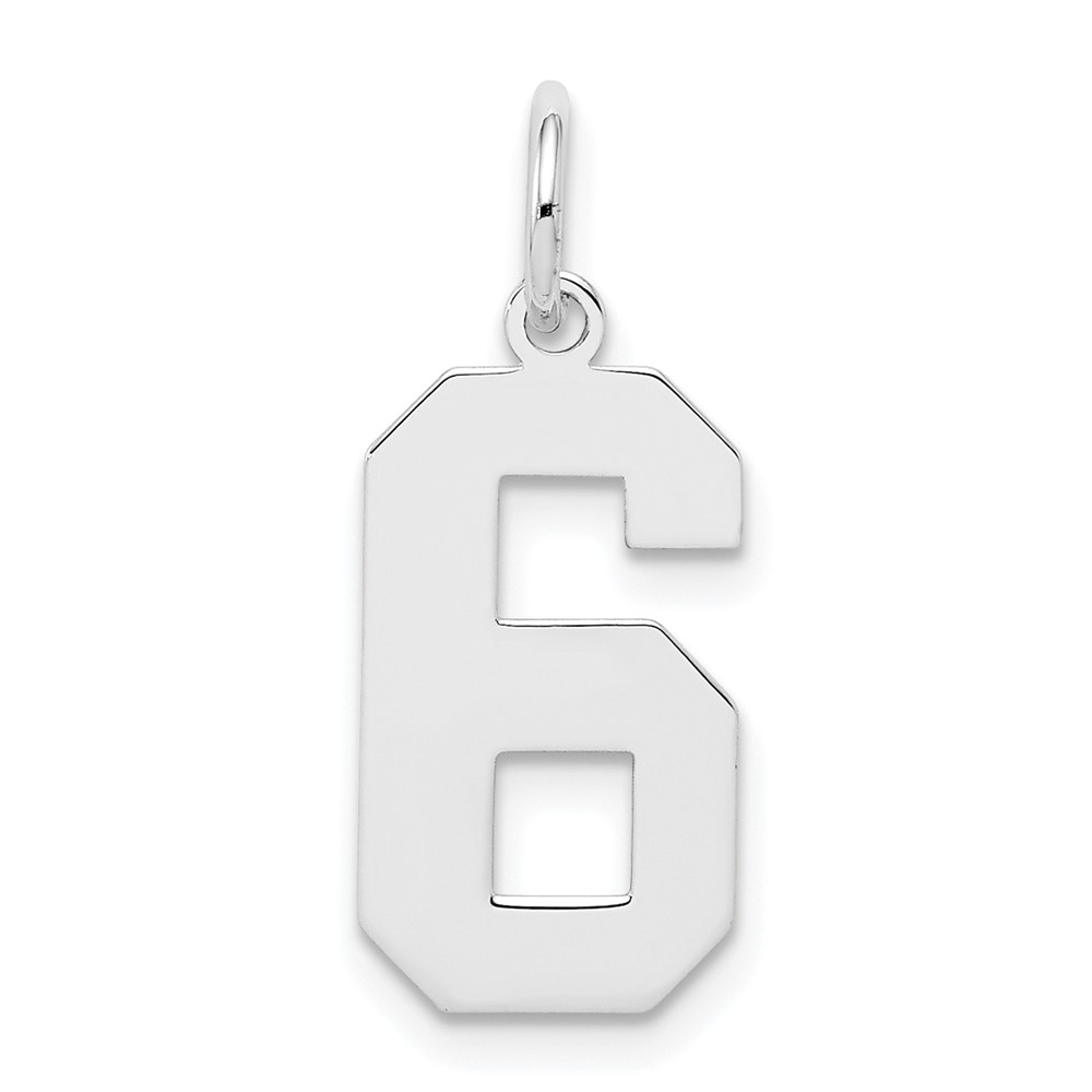 Sterling Silver, Athletic Collection Polished Number 6 Pendant