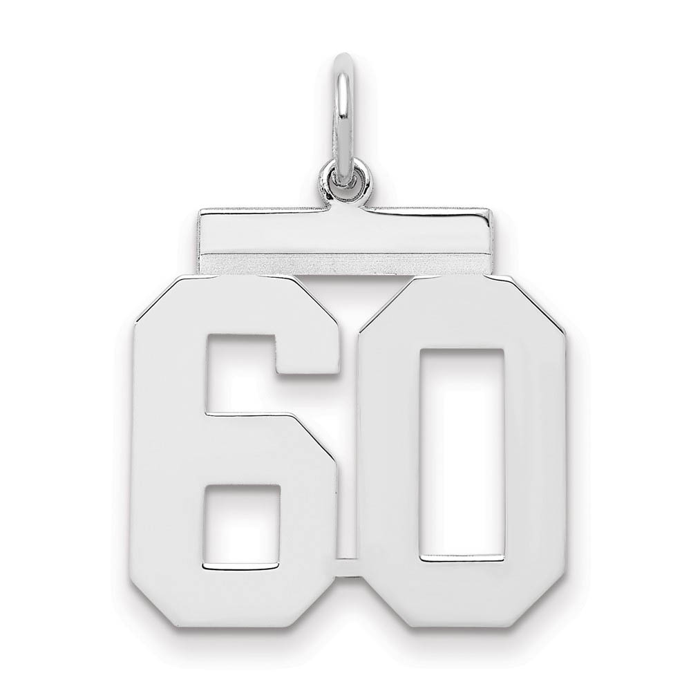 Sterling Silver, Athletic Collection Medium Polished Number 60 Pendant