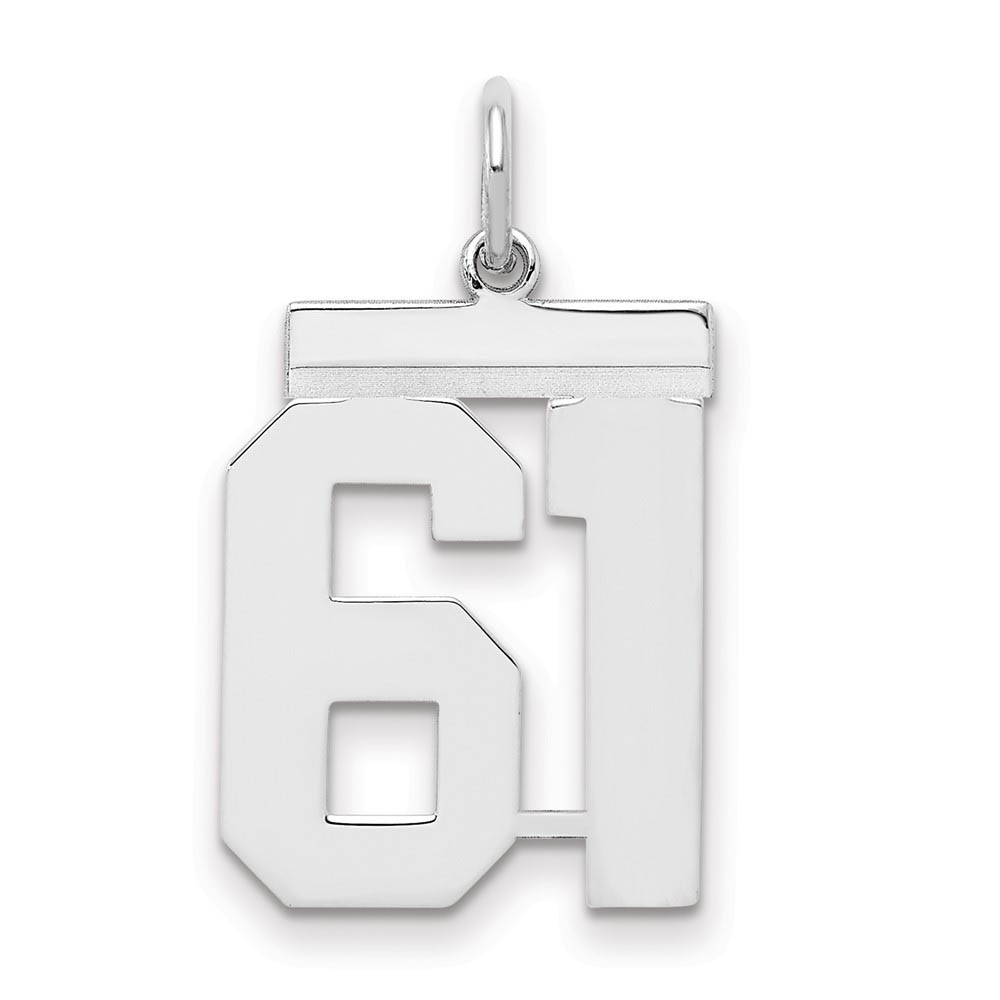 Sterling Silver, Athletic Collection Medium Polished Number 61 Pendant