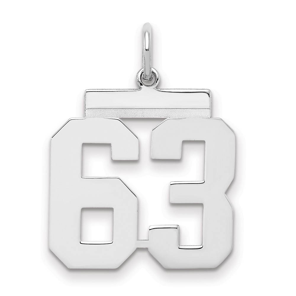 Sterling Silver, Athletic Collection Medium Polished Number 63 Pendant