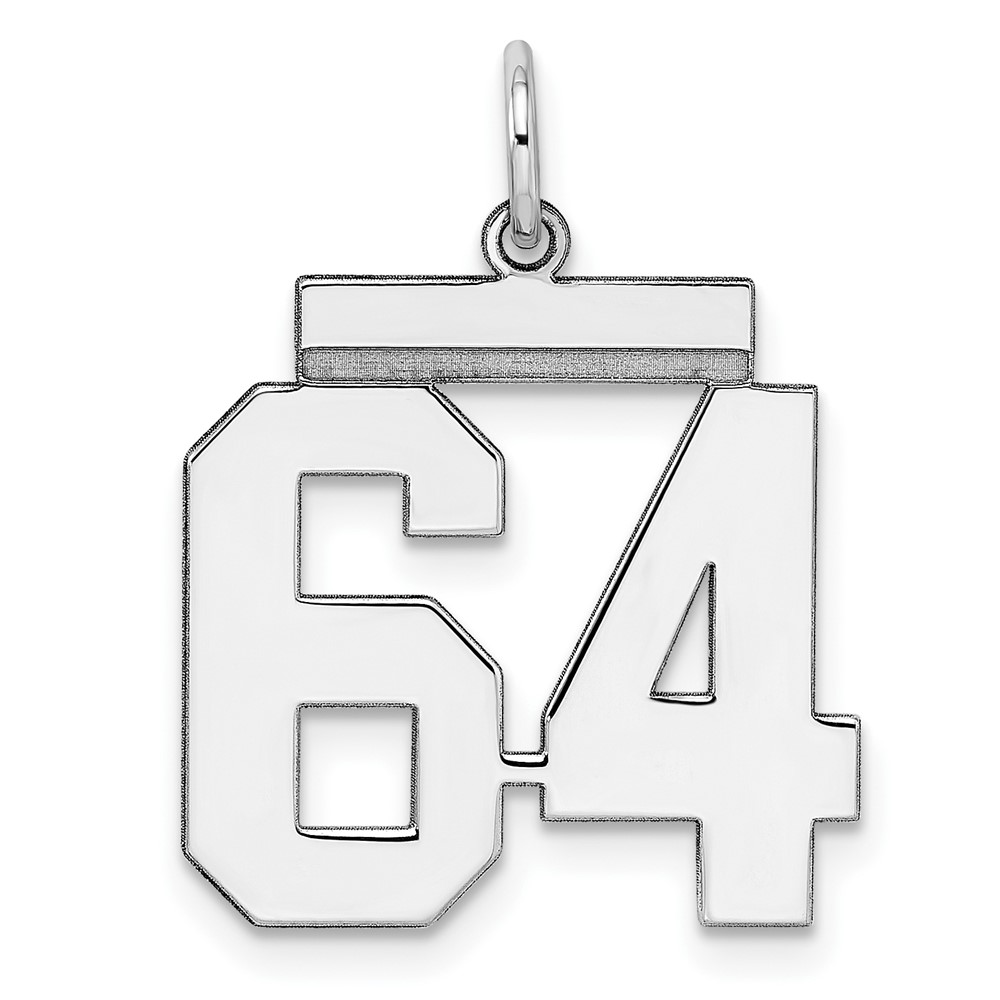 Sterling Silver, Athletic Collection Medium Polished Number 64 Pendant