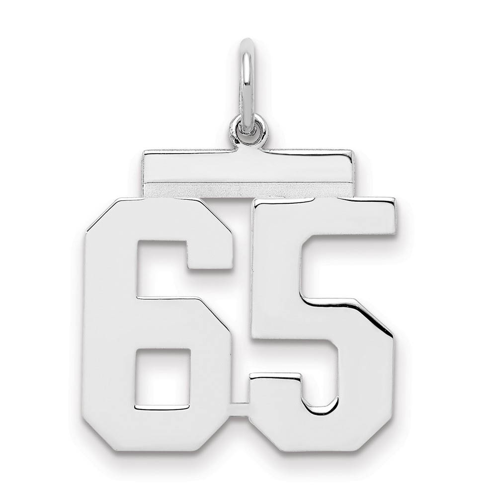 Sterling Silver, Athletic Collection Medium Polished Number 65 Pendant