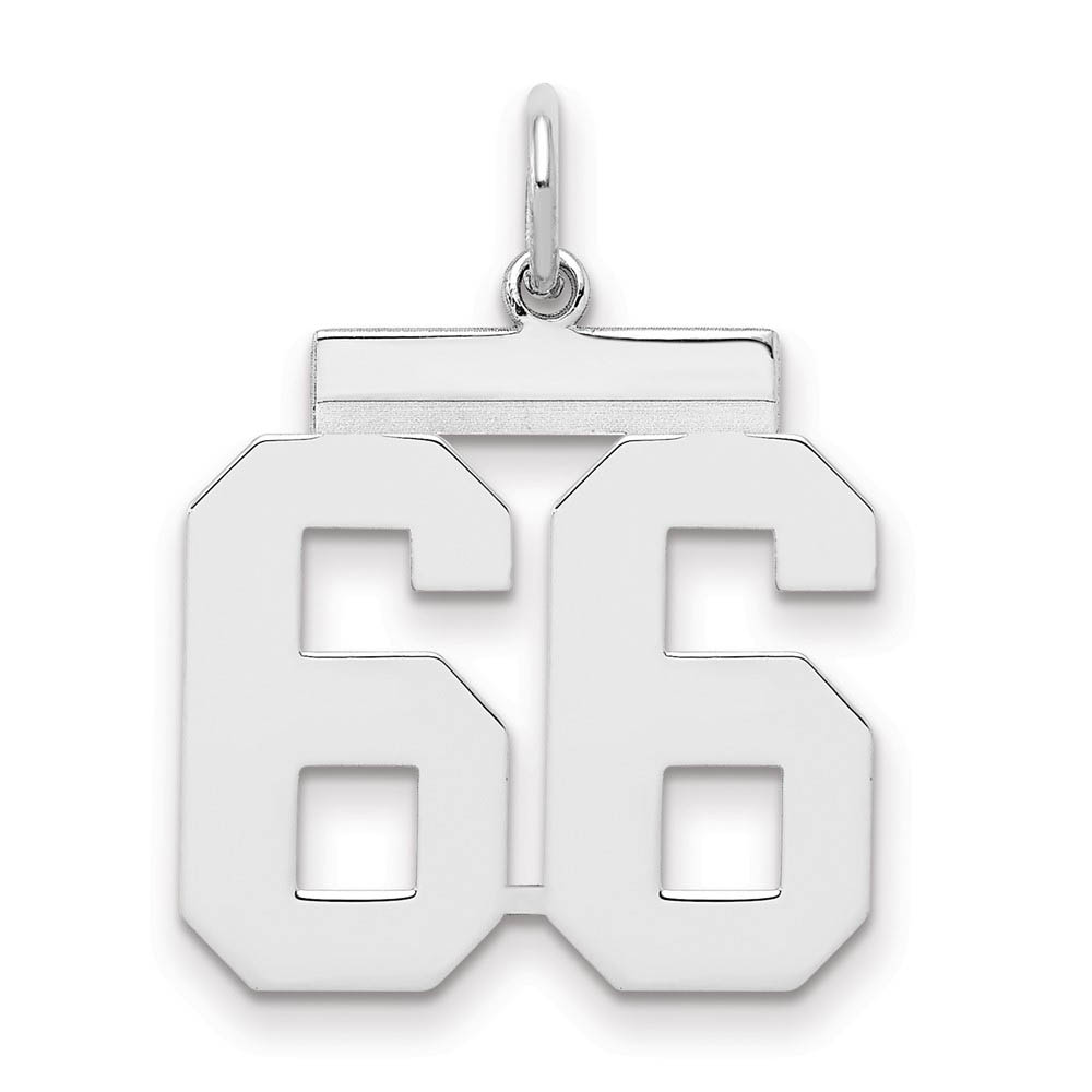 Sterling Silver, Athletic Collection Medium Polished Number 66 Pendant