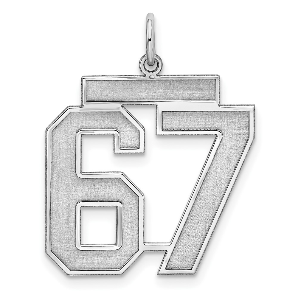 Sterling Silver, Athletic Collection Medium Polished Number 67 Pendant