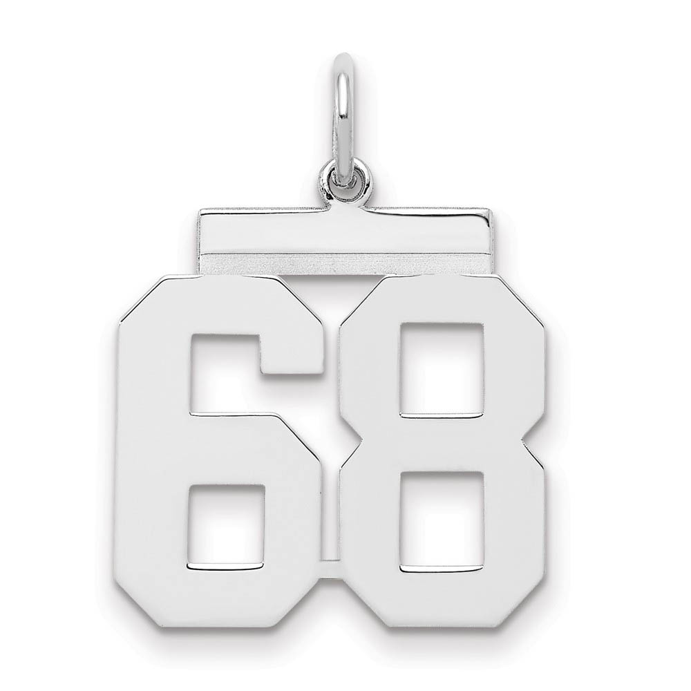 Sterling Silver, Athletic Collection Medium Polished Number 68 Pendant