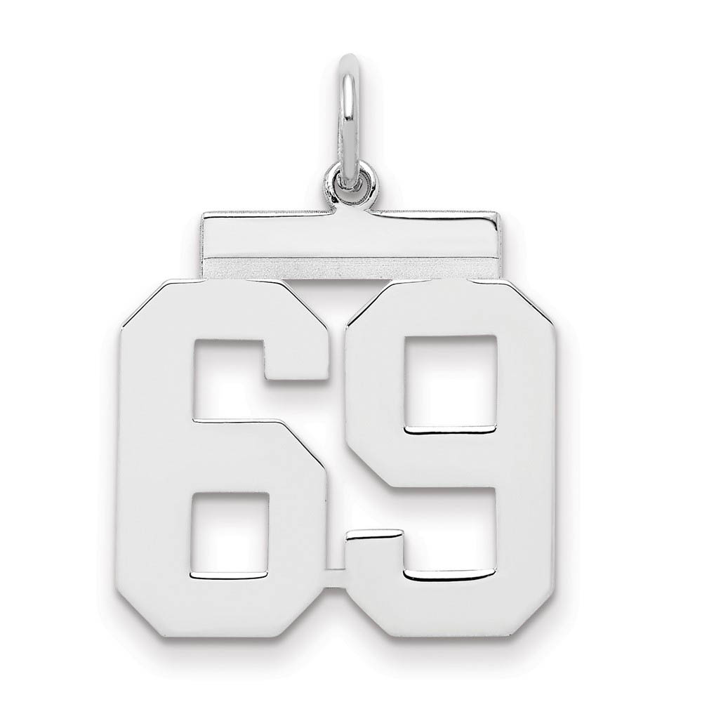 Sterling Silver, Athletic Collection Medium Polished Number 69 Pendant