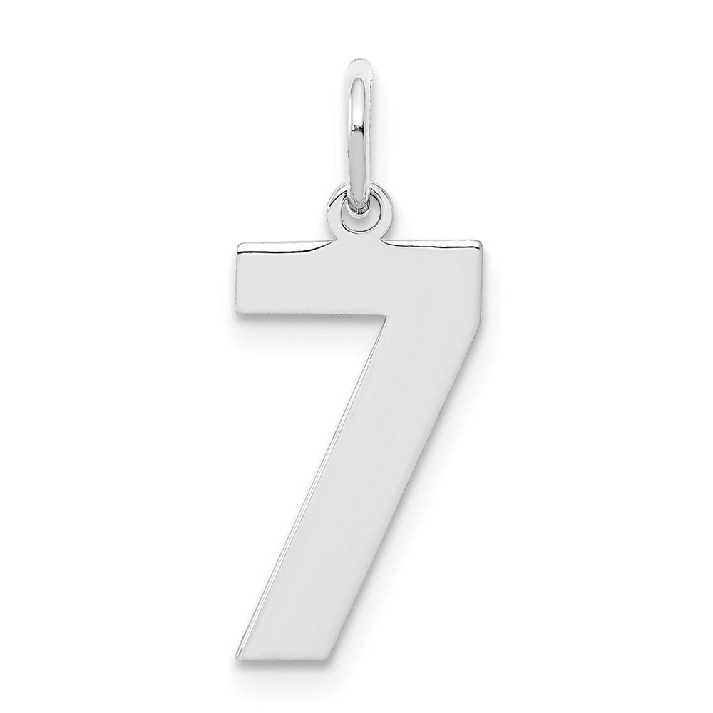 Sterling Silver, Athletic Collection Medium Polished Number 7 Pendant