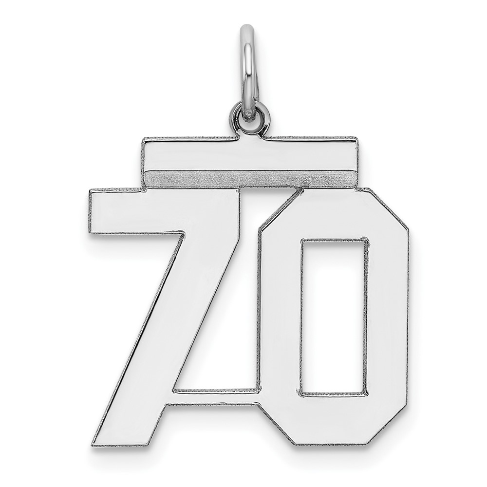 Sterling Silver, Athletic Collection Medium Polished Number 70 Pendant