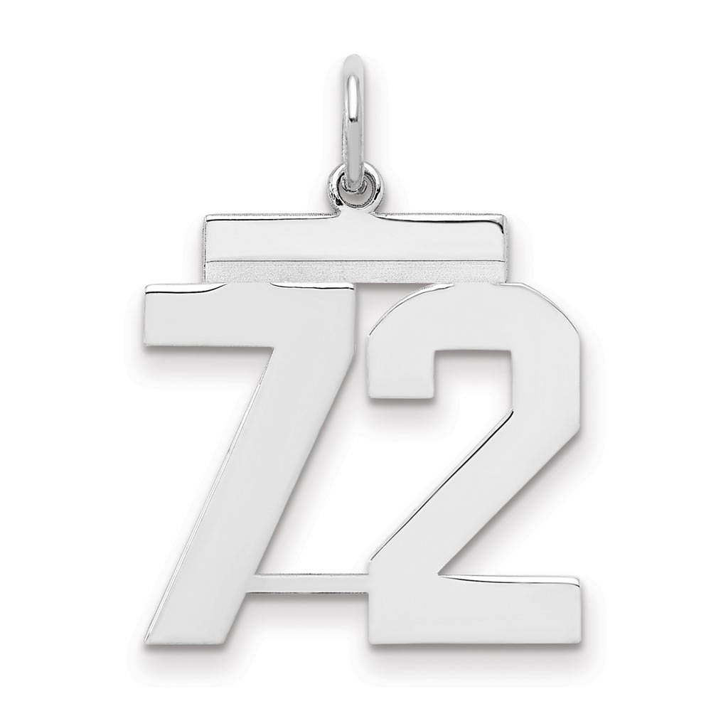 Sterling Silver, Athletic Collection Medium Polished Number 72 Pendant